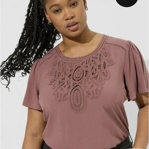 Torrid Dusty Rose Lace Accent Blouse